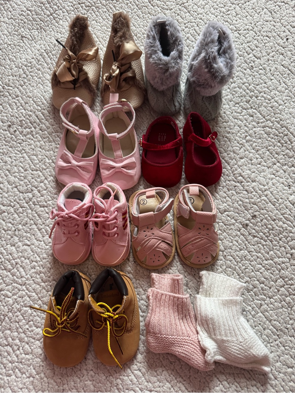 Baby Girl Shoes Lot 7 Pairs + 2 Socks 3-6 Months Infant Bundle